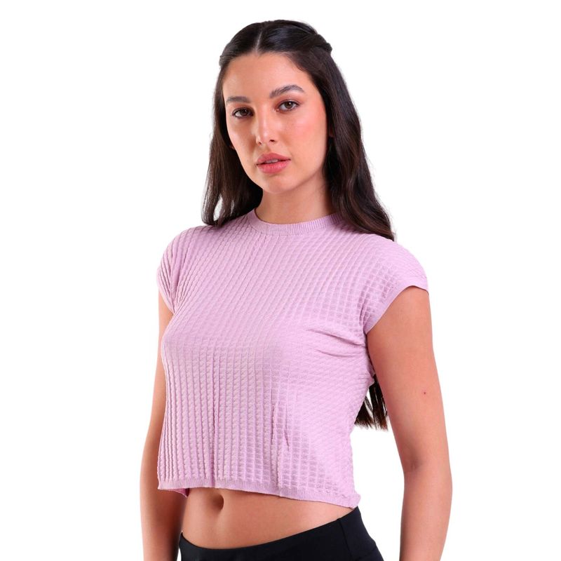 Cropped Feminino Sem Manga Texturizado