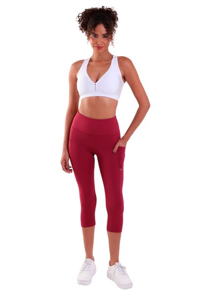 Calça Legging Feminina Capri com Recortes e Bolsos Compress
