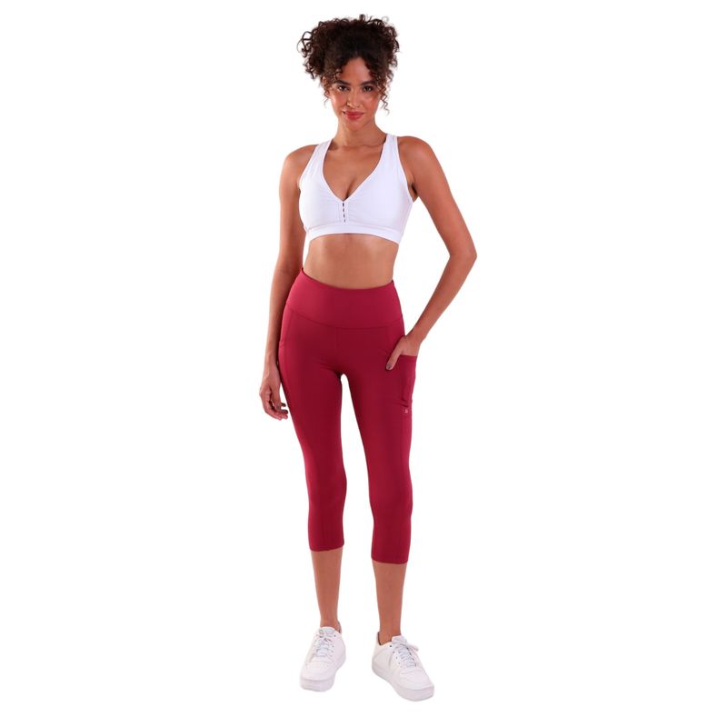 Calça Legging Feminina Capri com Recortes e Bolsos Compress