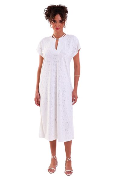 Vestido Decote V com Amarração e Fendas Laterais Laise