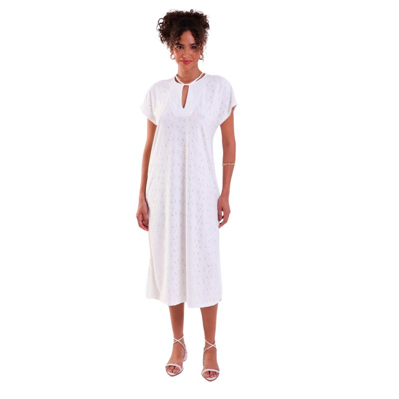 Vestido Decote V com Amarração e Fendas Laterais Laise