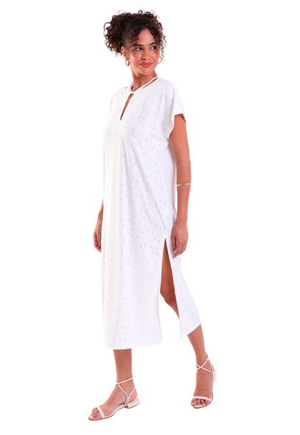 Vestido Decote V com Amarração e Fendas Laterais Laise