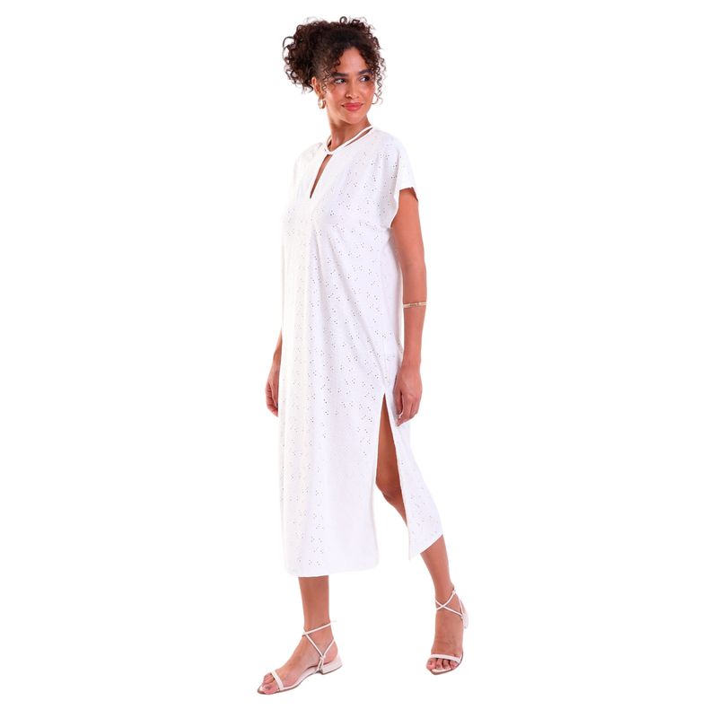 Vestido Decote V com Amarração e Fendas Laterais Laise