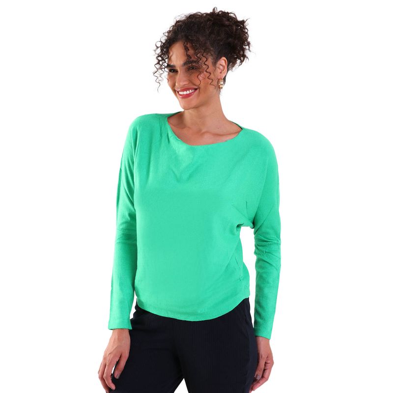 Blusa Feminina Manga Longa Gola Careca Tamanho Universal