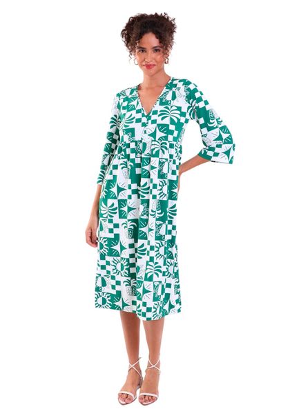 Vestido Longo Uma Maria com Decote V Mural