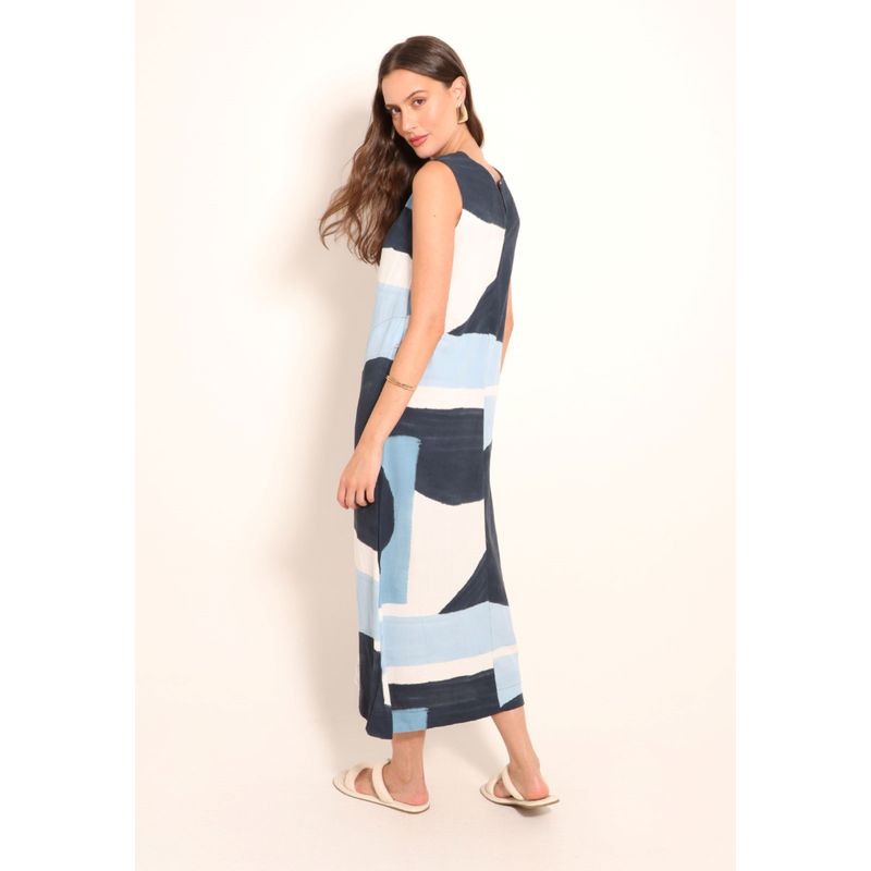 Vestido Gola Redonda Universe Blue Art
