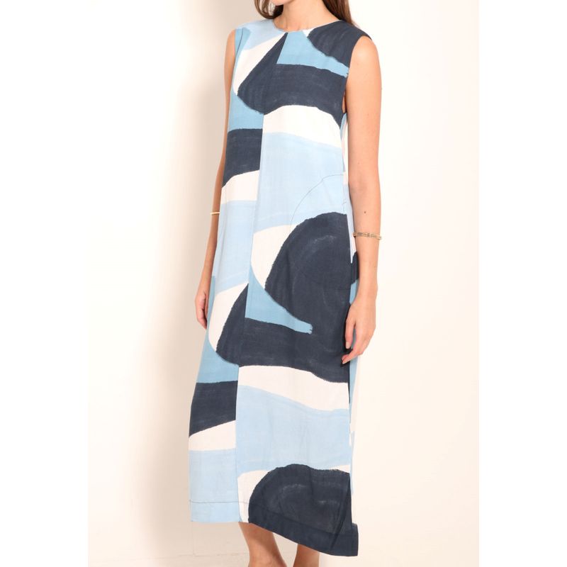 Vestido Gola Redonda Universe Blue Art