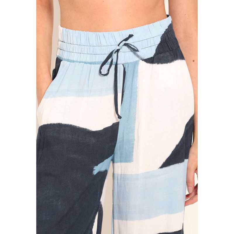 Calça Pantalona com Bolsos Universe Blue Art