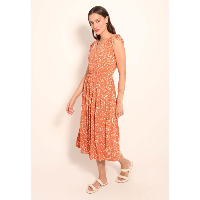 Vestido Longo Fluxy Duas Marias com Puxador no Ombro Pele