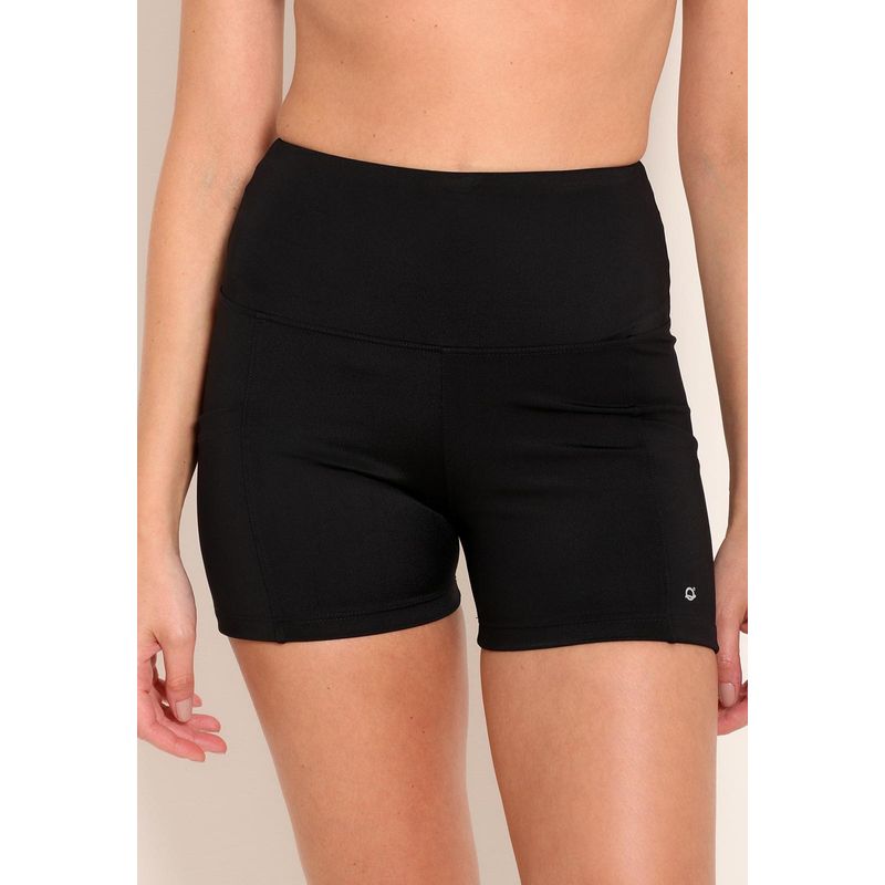Short Fitness High Performance Com Bolso e Recorte Lateral Preto