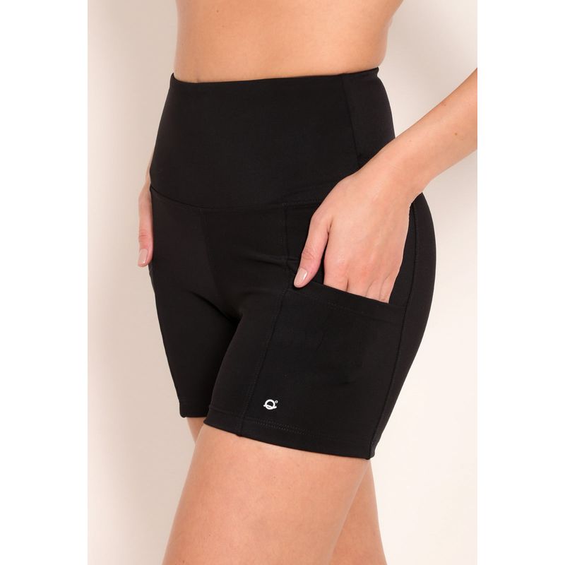 Short Fitness High Performance Com Bolso e Recorte Lateral Preto