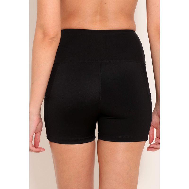 Short Fitness High Performance Com Bolso e Recorte Lateral Preto