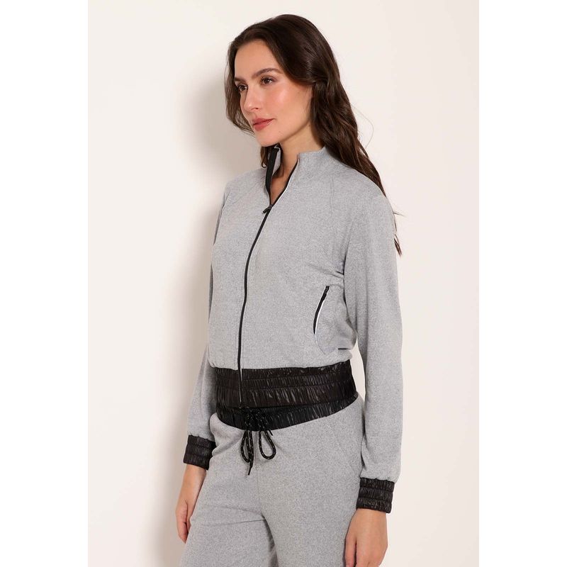 Jaqueta Feminina com Detalhes na Barra e Punho Tricot New