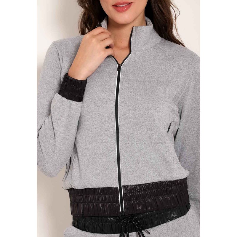 Jaqueta Feminina com Detalhes na Barra e Punho Tricot New