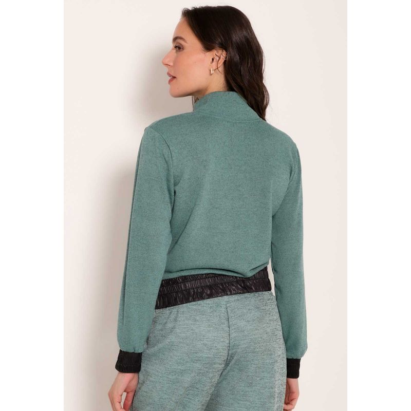 Jaqueta Feminina com Detalhes na Barra e Punho Tricot New