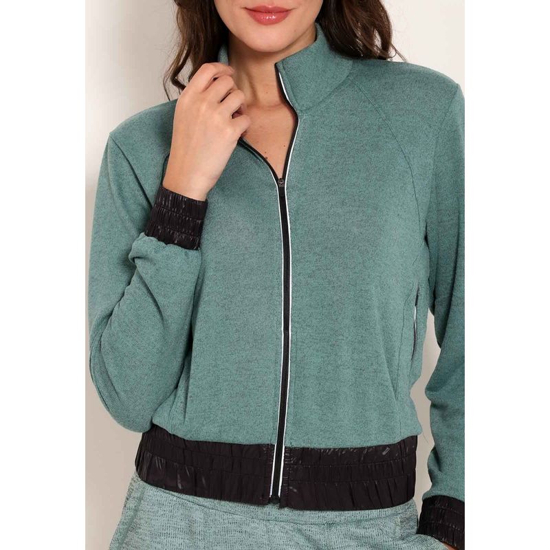 Jaqueta Feminina com Detalhes na Barra e Punho Tricot New