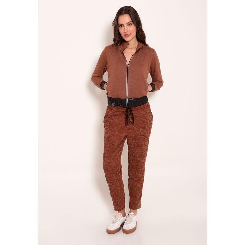Calça Feminina Jogger Cós Largo Tricot Canelado