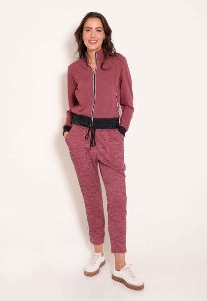 Calça Feminina Jogger Cós Largo Tricot Canelado