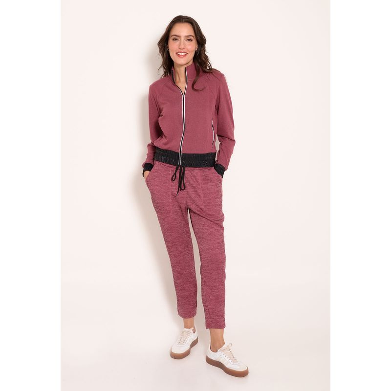 Calça Feminina Jogger Cós Largo Tricot Canelado