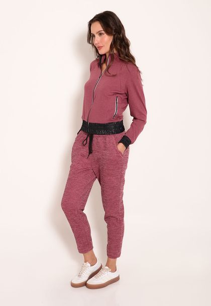 Calça Feminina Jogger Cós Largo Tricot Canelado