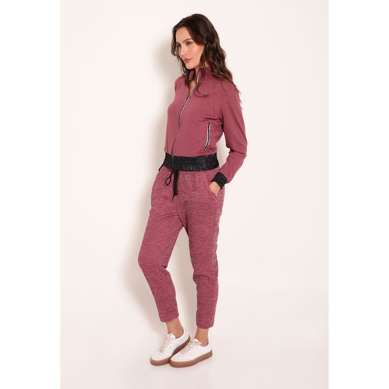 Calça Feminina Jogger Cós Largo Tricot Canelado