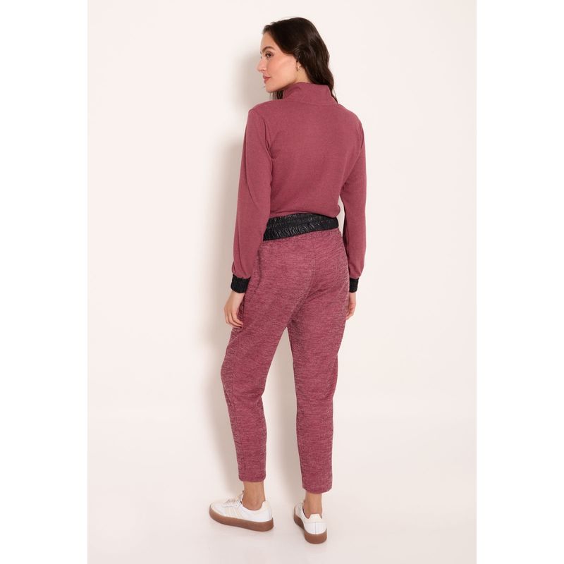Calça Feminina Jogger Cós Largo Tricot Canelado