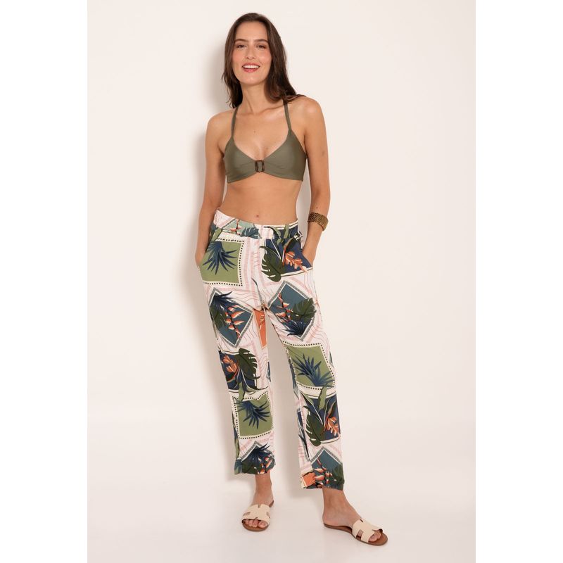 Calça Feminina Cenoura Universe Tropical Stamp