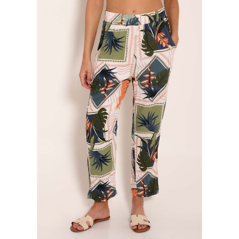 Calça Feminina Cenoura Universe Tropical Stamp