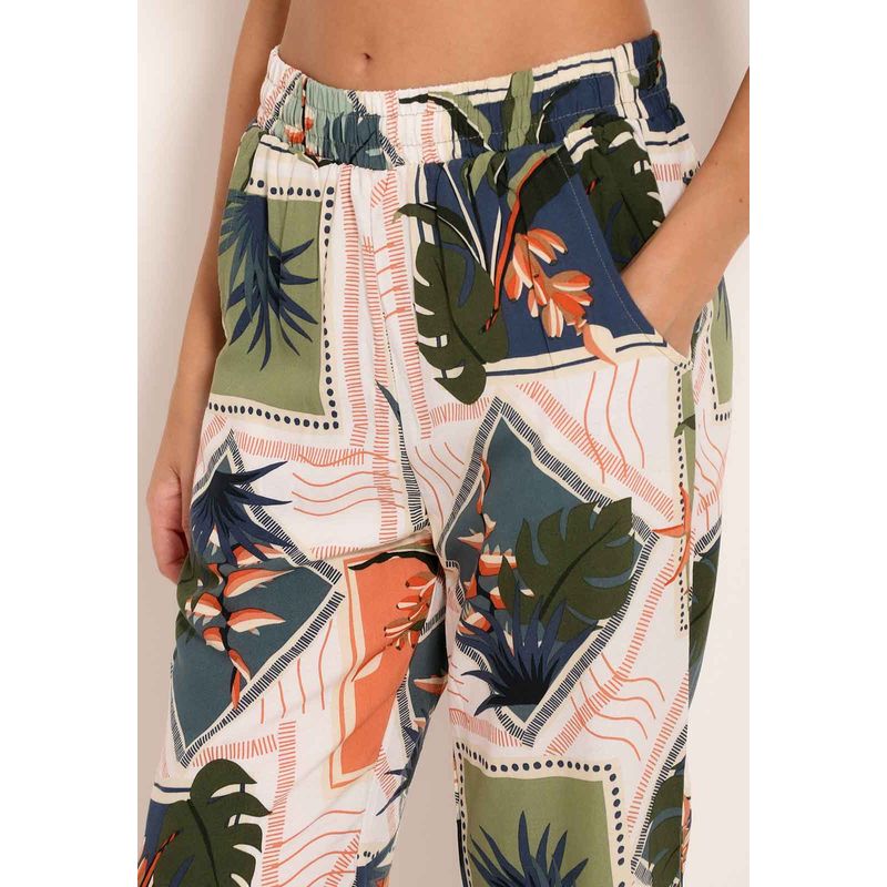 Calça Feminina Cenoura Universe Tropical Stamp