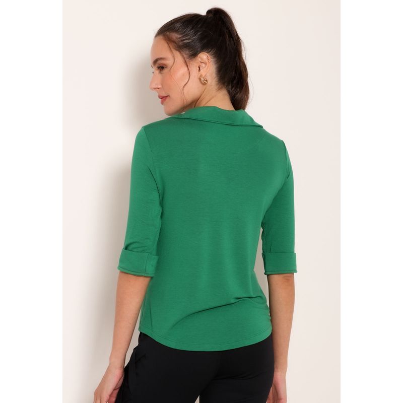 Blusa Feminina Decote V com Gola Manga 3/4