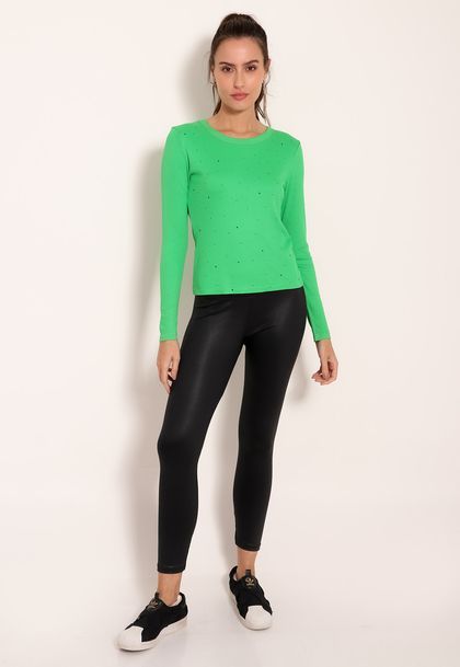Blusa Manga Longa com Strass