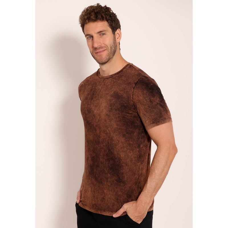 Camiseta Masculina Manga Curta Viscose Tie Dye Marrom