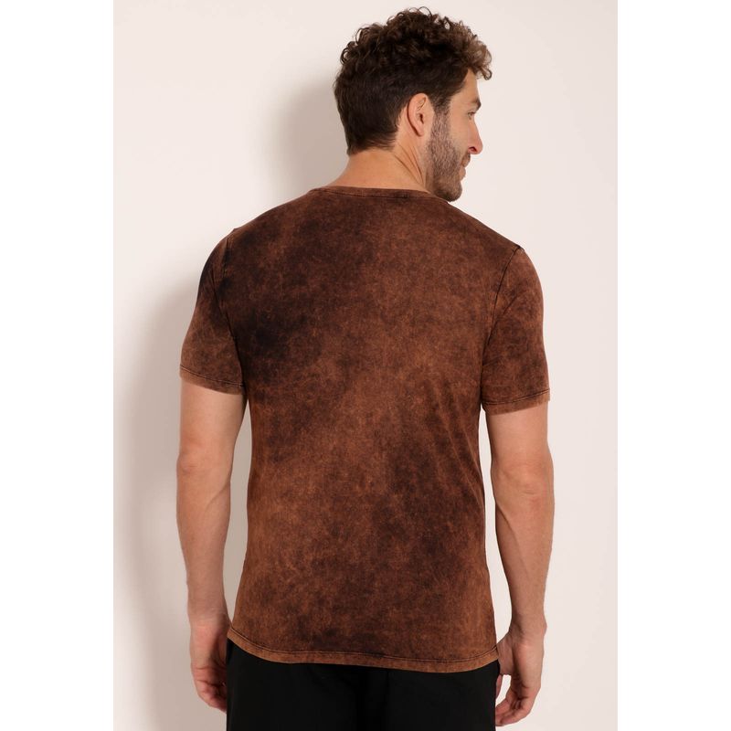 Camiseta Masculina Manga Curta Viscose Tie Dye Marrom