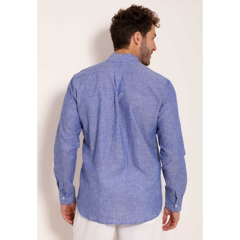 Camisa Linho Masculina Manga Longa Gola Padre