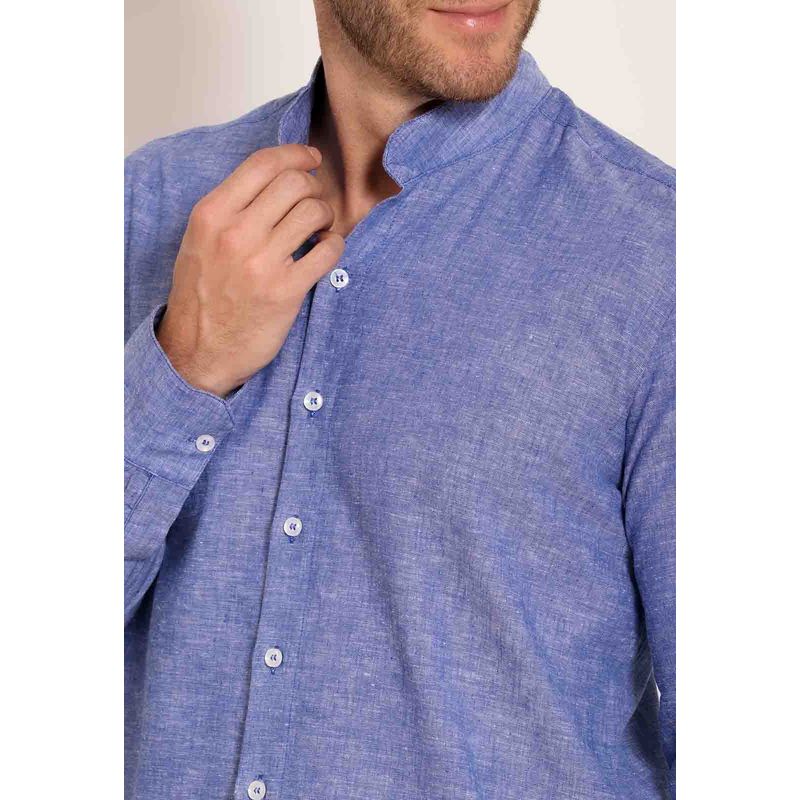 Camisa Linho Masculina Manga Longa Gola Padre