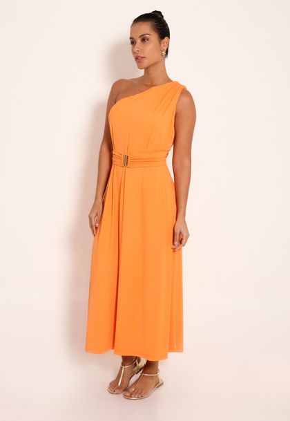 Vestido Fluxy Ombro Único com Cinto Ajustável