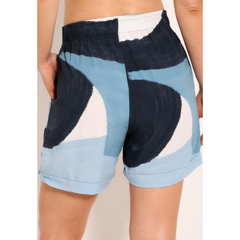 Shorts Feminino Solto Com Amarração Blue Art