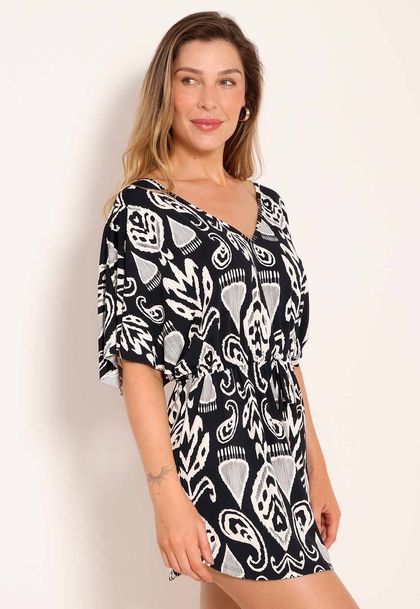 Vestido Fluxy Amplo Com Amarração Black Batik