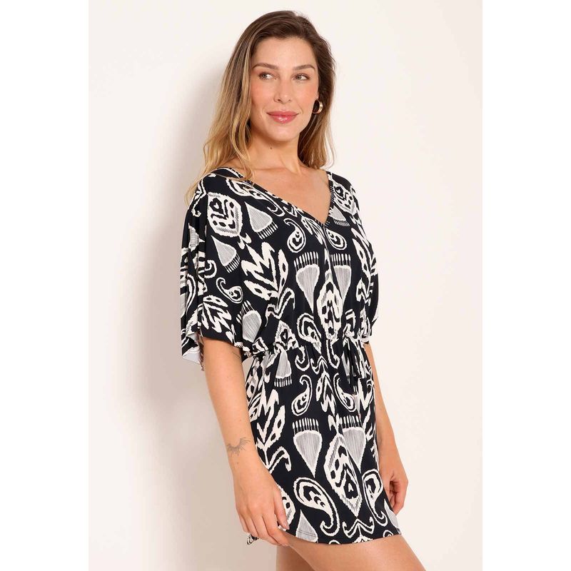 Vestido Fluxy Amplo Com Amarração Black Batik