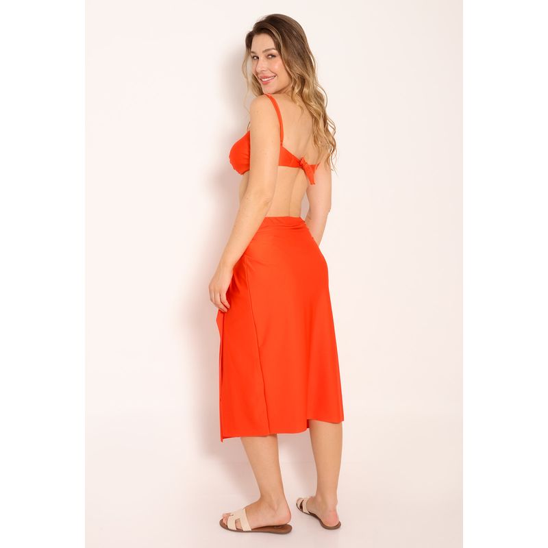 Saída de Praia / Saia Feminina Trilobal Tubo Split Com Torção