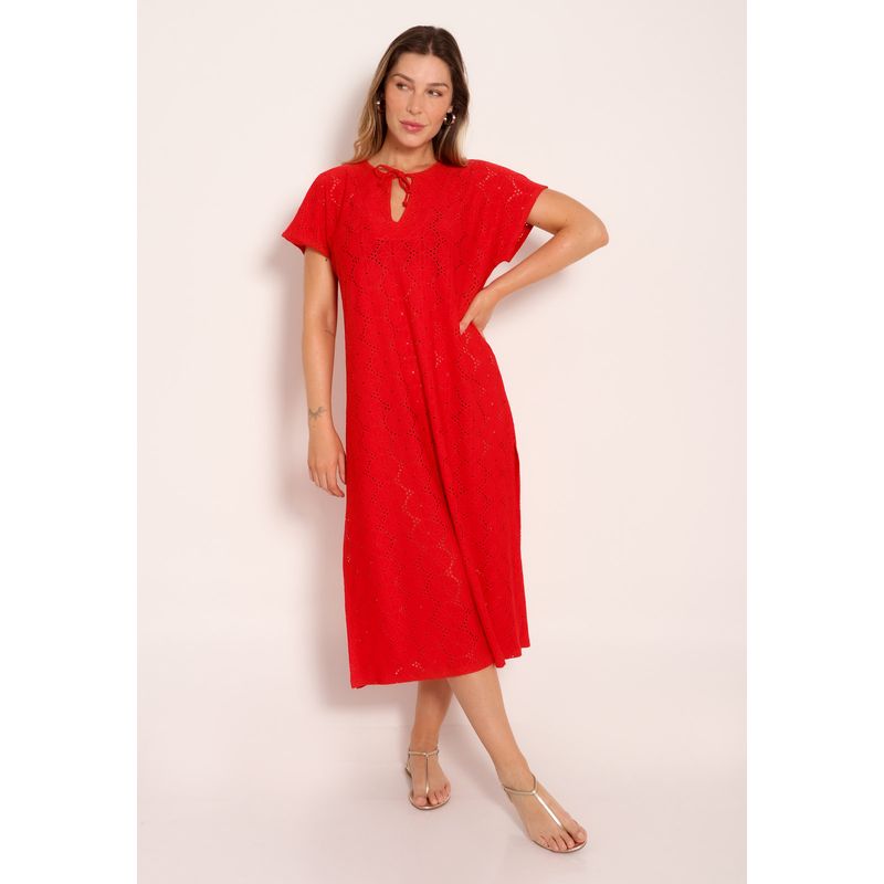 Vestido Decote V com Amarração e Fendas Laterais Laise