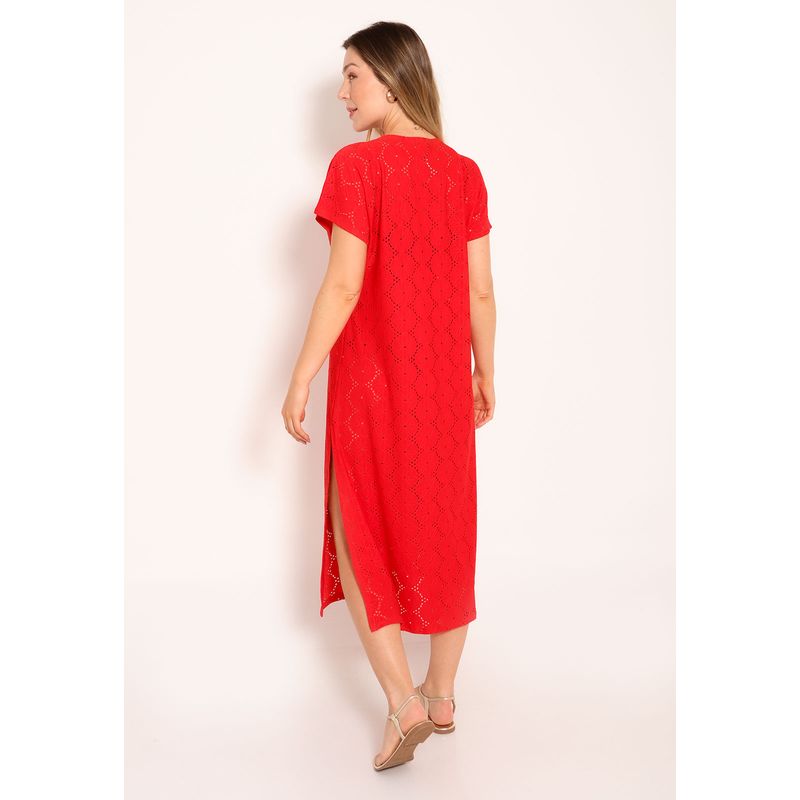 Vestido Decote V com Amarração e Fendas Laterais Laise