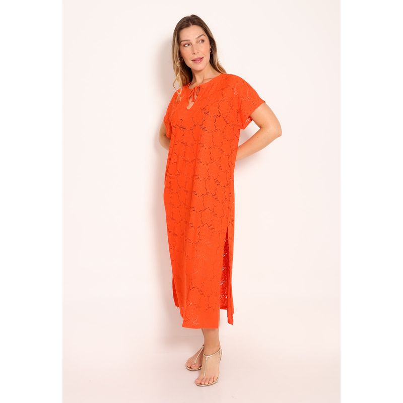 Vestido Decote V com Amarração e Fendas Laterais Laise
