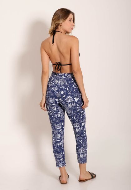 Calça Feminina Fluxy Cós Largo com Bolsos Festejo
