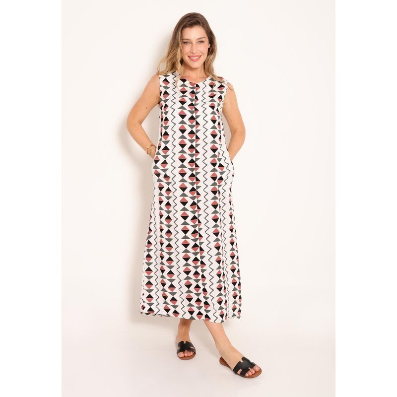 Vestido Feminino Longo Sem Manga Cardume