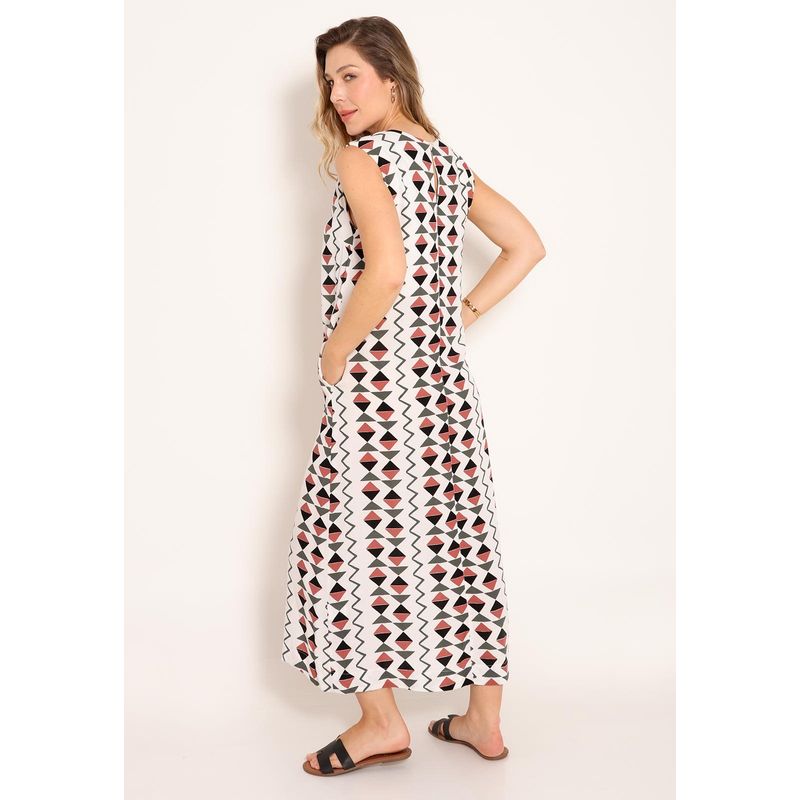 Vestido Feminino Longo Sem Manga Cardume