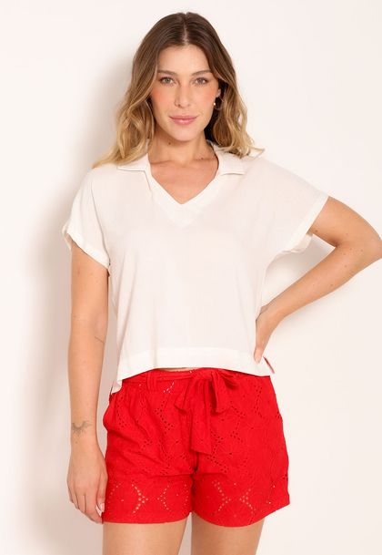 Blusa Olimpia Gola Polo Decote V