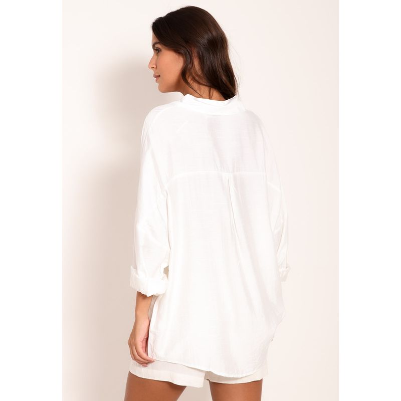 Camisa Feminina Viscose e Acabamento Wrinkle