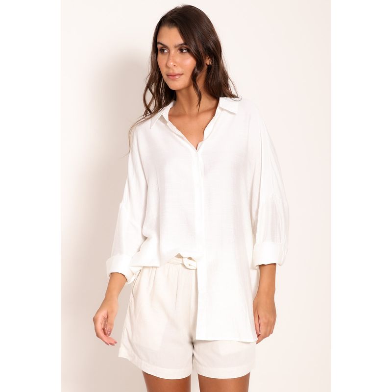 Camisa Feminina Viscose e Acabamento Wrinkle