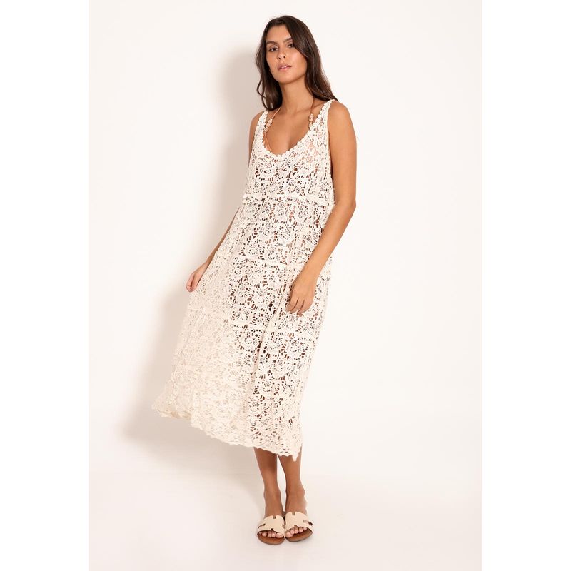 Vestido De Crochê Com Vazado Regata